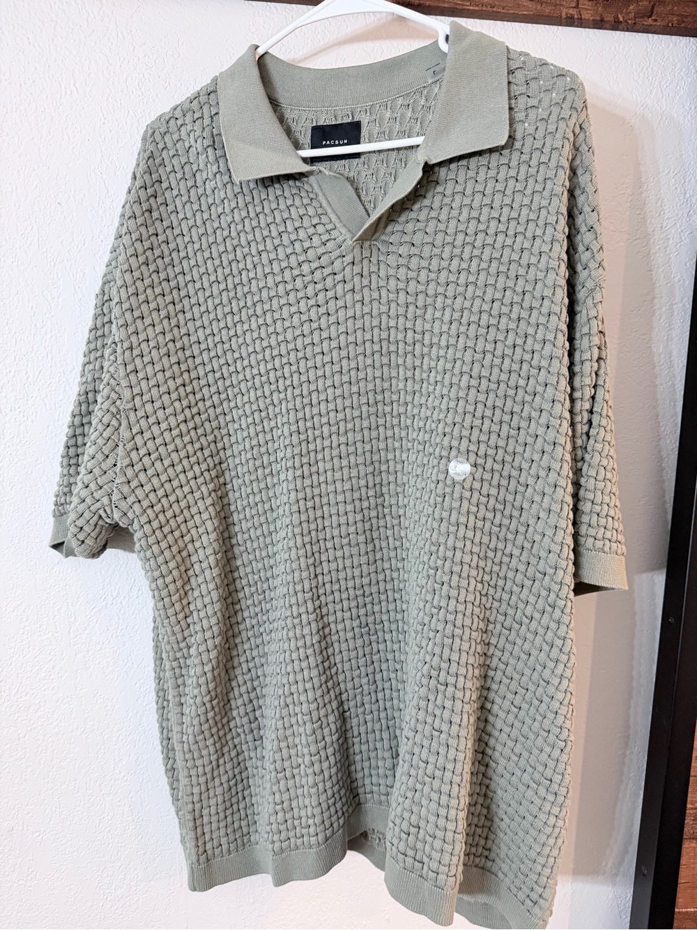 PacSun Woven Knit Polo in Sage
